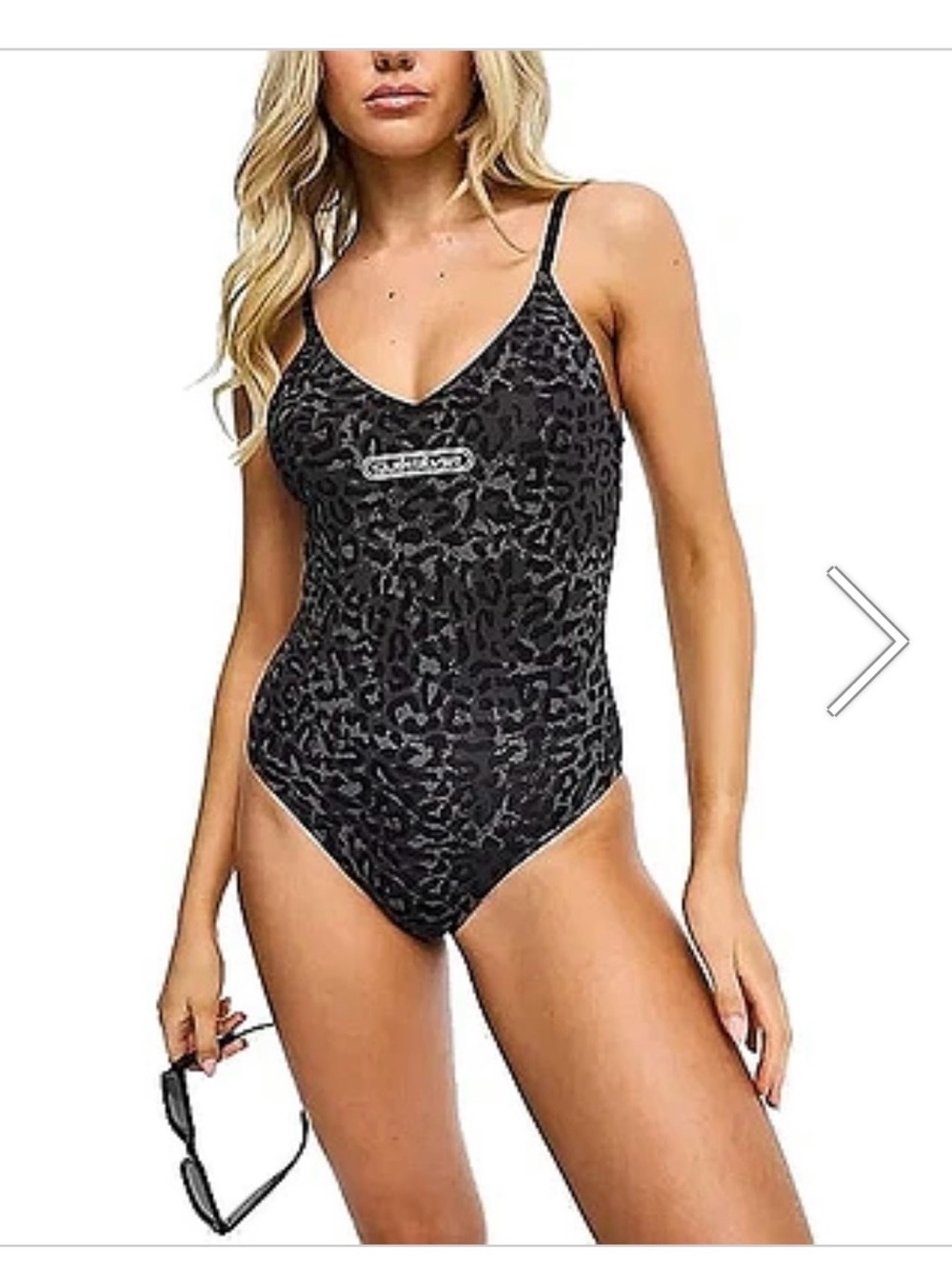 NWT Quiksilver Black Leopard Print V-Neck One-Piece Swimsuit